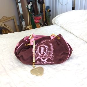 Brown velour with pink and gold accents juicy couture handbag